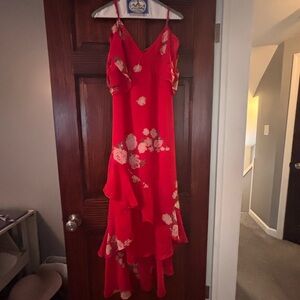 Lulu's Red Floral Midi Dress